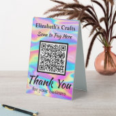 Plaque De Table Payer ici QR Code Iridescente Rainbow Hologramme (En SItu (Tableau))