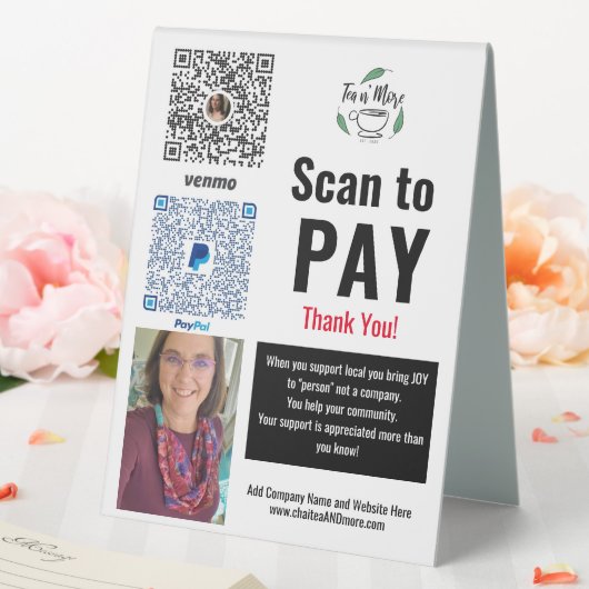 Plaque De Table Payer ici Venmo Transactions commerciales Code QR (In SItu (Mariage))