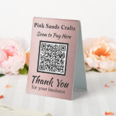 Plaque De Table Payez ici QR Code Rose Gold Metallic Foil Effet (In SItu (Mariage))