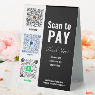 Plaque De Table Payez ici QR Venmo PayPal