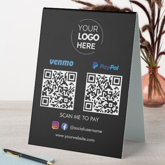 Plaque De Table Paypal Venmo QR Code paiement | Numériser pour pay (En SItu (Tableau))