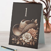 Plaque De Table Pays Western Cowgirl Casquette avec fleurs (En SItu (Tableau))
