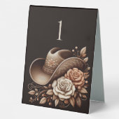 Plaque De Table Pays Western Cowgirl Casquette avec fleurs (Verso)