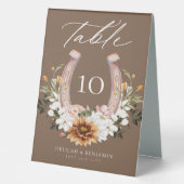 Plaque De Table Pays Western Horseshoe Aquarelle Floral Crest (Recto)