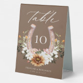 Plaque De Table Pays Western Horseshoe Aquarelle Floral Crest (Verso)