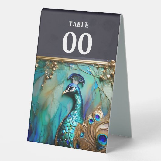 Plaque De Table Peacock Art nouveau mariage campagnard élégant (Verso)