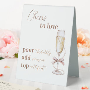 Plaque De Table Pearls et Prosecco encouragent à aimer la Fête des