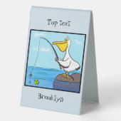 Plaque De Table Pélican de dessin animé drôle de pêche (Verso)