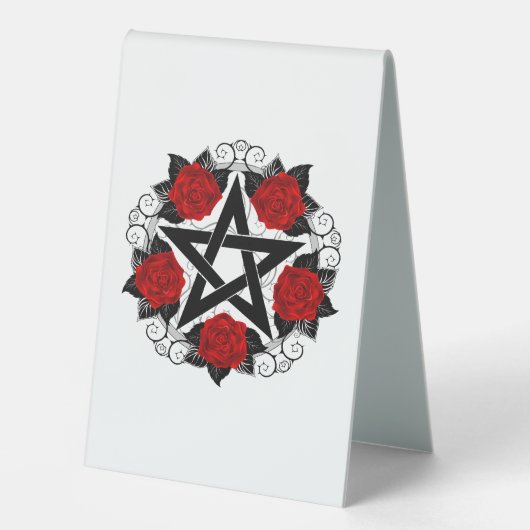 Plaque De Table Pentagramme aux roses rouges (Recto)