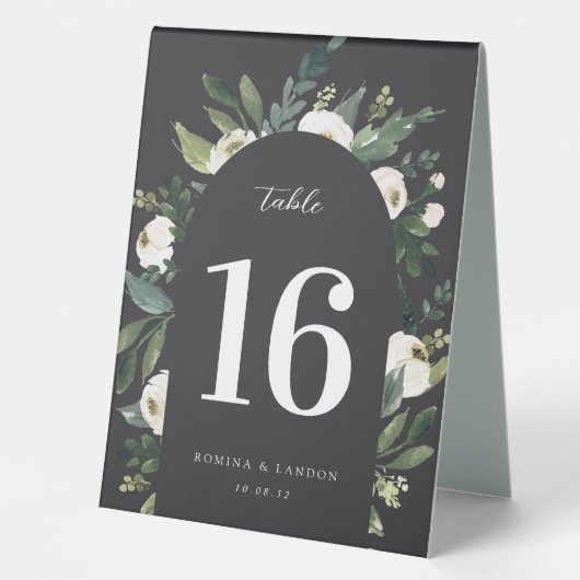 Plaque De Table Peony blanc | Aquarelle Floral Mariage Numéro de t (Recto)