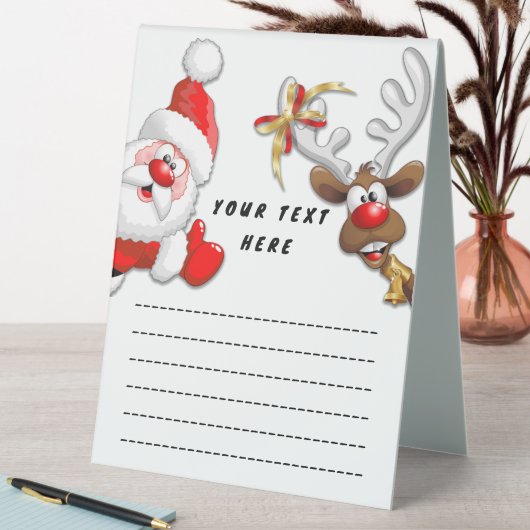 Plaque De Table Père Noël et Reindeer Joyeux Noël Joyeux dessin an (En SItu (Tableau))