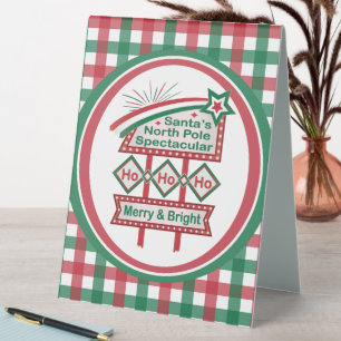 Plaque De Table Père Noël's Retro Marquee - Ho Ho Ho Joyeux et lum