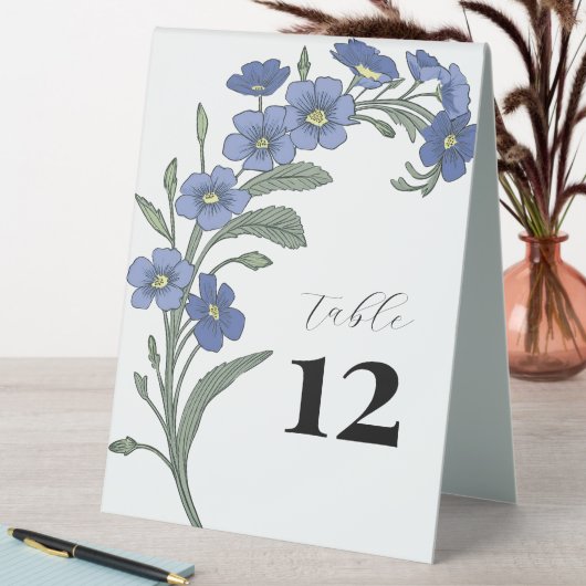 Plaque De Table Périwinkle bleu Floral Mariage moderne (En SItu (Tableau))