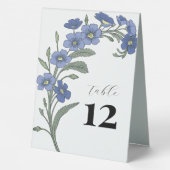 Plaque De Table Périwinkle bleu Floral Mariage moderne (Verso)