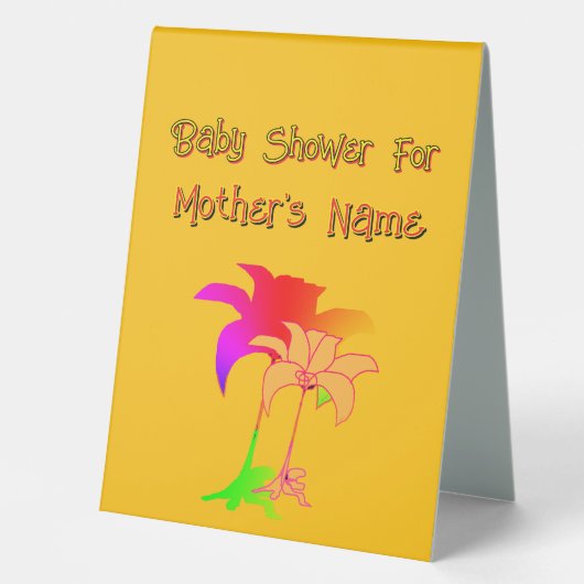 Plaque De Table Personalize Baby Shower Mom's Name FloralTent Sign (Recto)