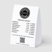 Plaque De Table Personalized Business Logo QR Code Opening Hours (Verso)