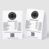 Plaque De Table Personalized Business Logo QR Code Opening Hours (Recto/verso)