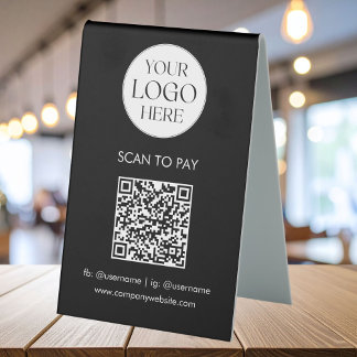 Plaque De Table Personalized Business Logo QR Code Simple Modern