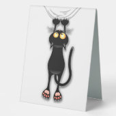 Plaque De Table Personnage de chat drôle grattant le tissu (Recto)