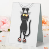 Plaque De Table Personnage de chat drôle grattant le tissu (In SItu (Mariage))