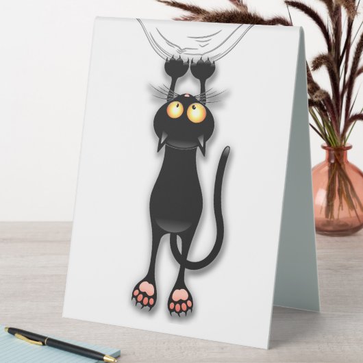 Plaque De Table Personnage de chat drôle grattant le tissu (En SItu (Tableau))