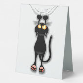 Plaque De Table Personnage de chat drôle grattant le tissu (Verso)