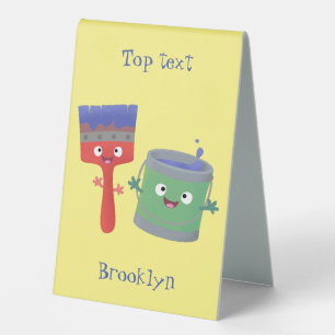 Plaque De Table Personnages de peinture et de pinceau mignons