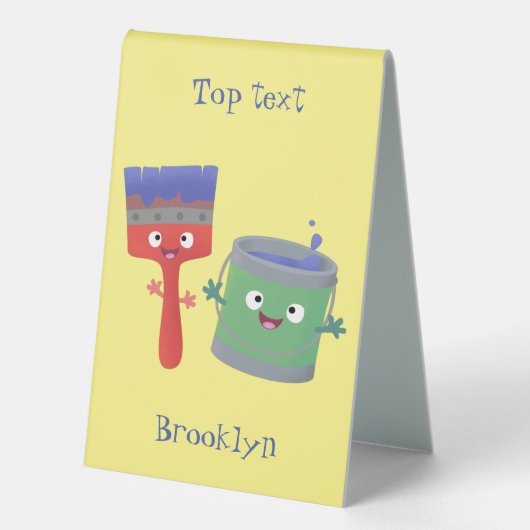 Plaque De Table Personnages de peinture et de pinceau mignons (Recto)