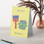 Plaque De Table Personnages de peinture et de pinceau mignons (En SItu (Tableau))