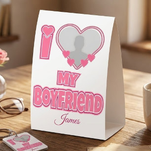 Plaque De Table Personnalisé J'aime mon petit ami – Ajouter une ph