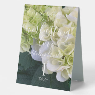 Plaque De Table Personnalisé White Hydrangea Mariage Love