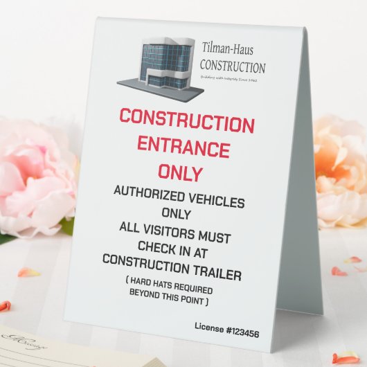 Plaque De Table Personnaliser Construction Entrepreneur Logo Site  (In SItu (Mariage))