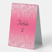 Plaque De Table Personnaliser Mariage Rose Pailleté qui dégouline  (Recto)