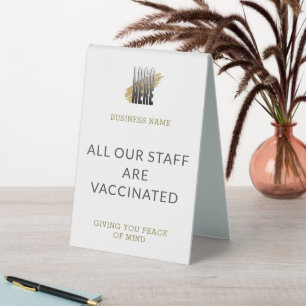 Plaque De Table Personnel Vacciné Ajouter Logo blanc    BusinessTa