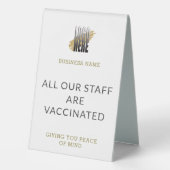 Plaque De Table Personnel Vacciné Ajouter Logo blanc Table d'affai (Verso)