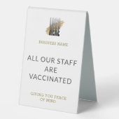 Plaque De Table Personnel Vacciné Ajouter Logo blanc Table d'affai (Recto)