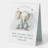 Plaque De Table Petit Eléphant d'arachide Baby shower bleu rayé (Recto)