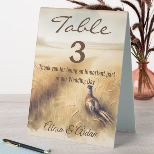 Plaque De Table Pheasant Automne Dans Le Champ De Blé (En SItu (Tableau))