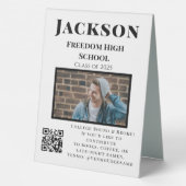 Plaque De Table Photo College Fund QR Code Graduation Party Funny (Verso)