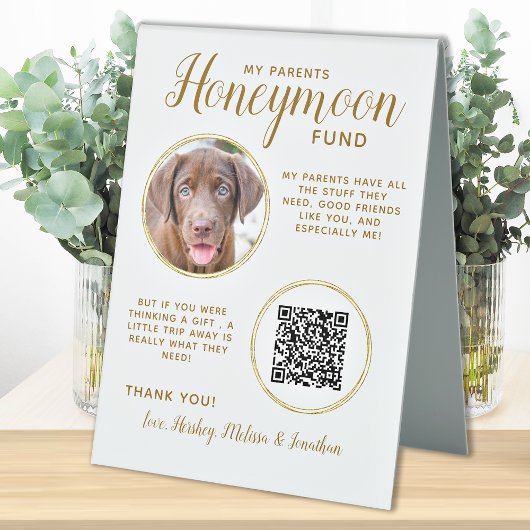 Plaque De Table Photo de chien Mariage d'animal de compagnie Gold