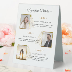 Plaque De Table Photo de signature personnalisée Boissons Gold Win