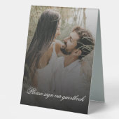 Plaque De Table Photo moderne avec Mariage de recouvrement noir (Recto)