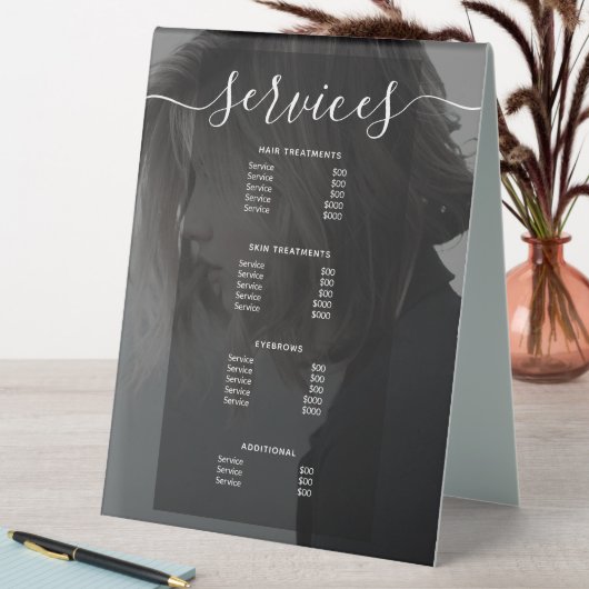 Plaque De Table Photo moderne Salon simple Service Menu Prix (En SItu (Tableau))