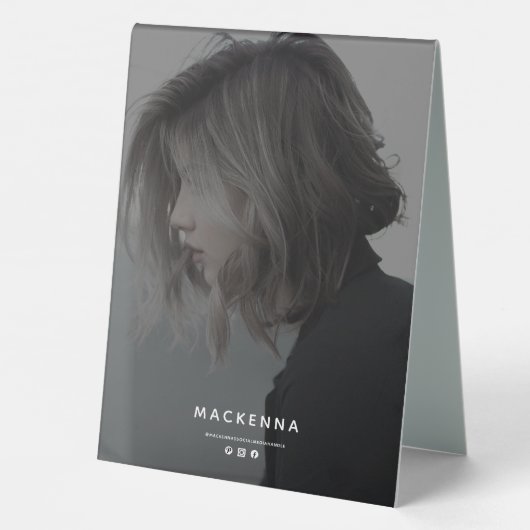 Plaque De Table Photo moderne Salon simple Service Menu Prix (Verso)