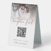 Plaque De Table Photo Overlay Qr Code Honeymoon Fund Mariage (Recto)