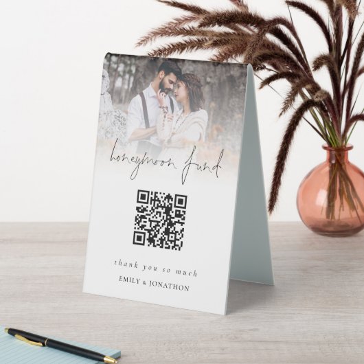 Plaque De Table Photo Overlay Qr Code Honeymoon Fund Mariage (En SItu (Tableau))