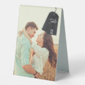 Plaque De Table Photo personnalisée, Étiquette noire Numéro de la  (Recto)