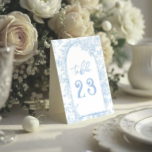 Plaque De Table Photo Toile de France Mariage Floral bleu et blanc