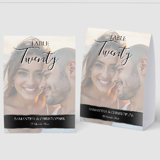 Plaque De Table Photo Wedding Table Number with Black band