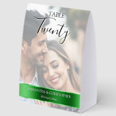 Plaque De Table Photo Wedding Table Number with Green Band (Recto)